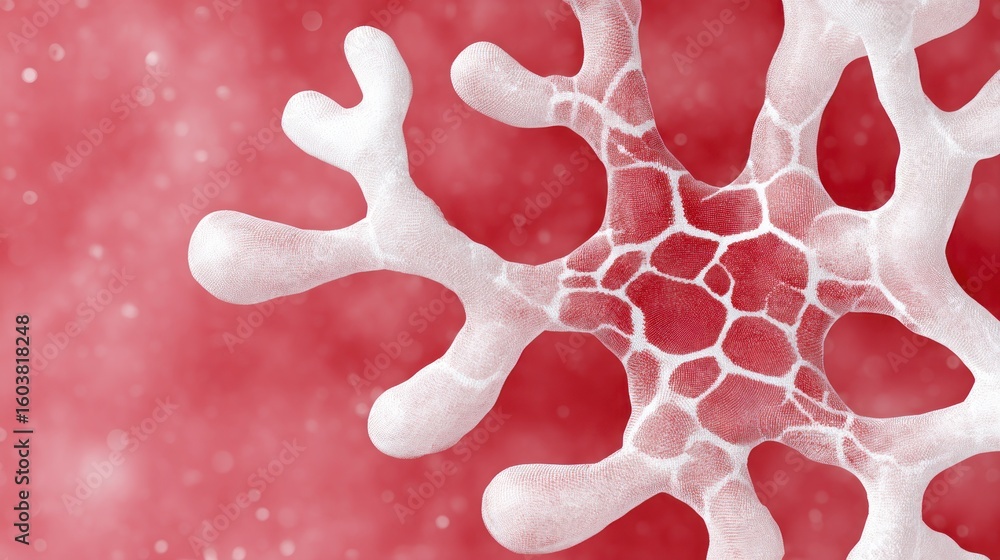 Poster abstract white branching structure with red interior microscopic view science