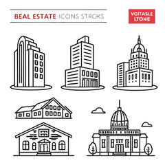 Fototapeta premium Diverse Architectural Building Icons architecture house