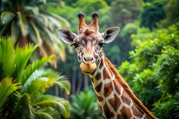 Obraz premium Giraffe is looking at the camera