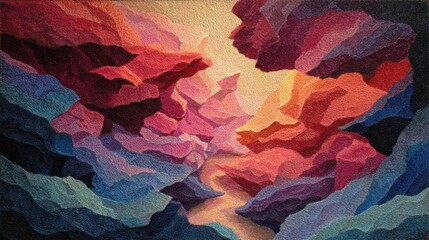 Abstract peach and pink canyon layers in chalk pastel