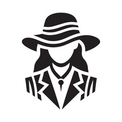 vector logo of a person wearing a hat in black and white