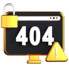 System Error Alert 3D Icon Black and Gold Style