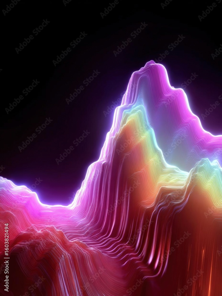Aufkleber abstract digital art piece that appears to be a 3d rendering of a mountain range.