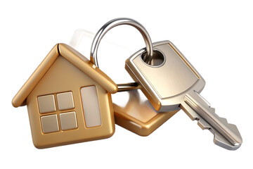 Photorealistic 3D Render of House Keys with Golden House Keychain – Studio Lighting