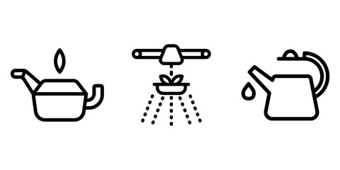 irrigation-pot outline or line icon design bundle.