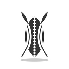 African Zulu shield icon with shadow