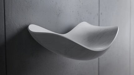 A white ceramic basin with a curved shape and a textured surface.