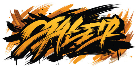 Fiery tiger art illustration with a tribal design, a symbol of nature's power against a sunset silhouette