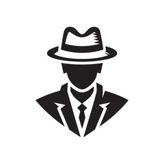vector logo of a person wearing a hat in black and white
