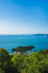 Fototapeta premium 高見山展望台から望む瀬戸内海の島々 広島県尾道市