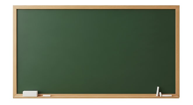 Empty school blackboard with chalk and eraser, perfect for education and back to school themes.