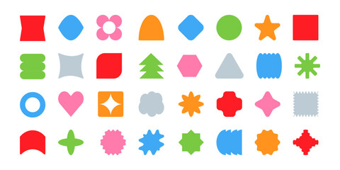 Set color figure pencil. Hand-drawn crayon design elements: round, square, and triangular shapes in a fun, kid-friendly style with ample copy space. 