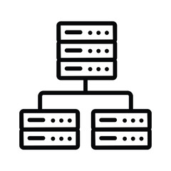 Outlined diagram showing a network server with one node linked to two others