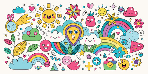Fototapeta premium Cartoon floral seamless pattern with cute spring birds, butterflies, and colorful Easter eggs