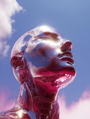 Digital art piece that appears to be a 3d rendering of a human head and neck.