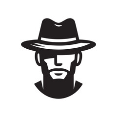 vector logo of a person wearing a hat in black and white