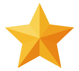 Obraz premium A golden star with geometric facets, presented on a white background.