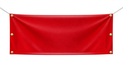red banner with grommets isolated on white background PNG, AI GENERATED