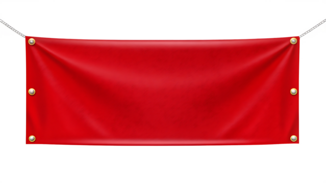 red banner with grommets isolated on white background PNG, AI GENERATED