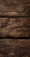 An ultra-realistic photograph of a wooden surface, showcasing its natural grain and texture. The wood should have dark brown tones with subtle lighting to highlight the details.