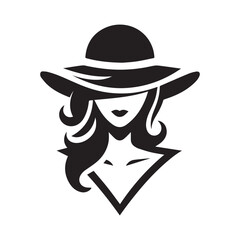 vector logo of a person wearing a hat in black and white