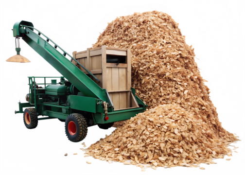  heavy duty mobile woodchipper machine efficiently isolated on white background PNG, AI GENERATED