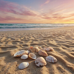 shells on the beach, AI generative 
