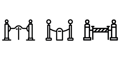 park-gate outline or line icon design bundle.