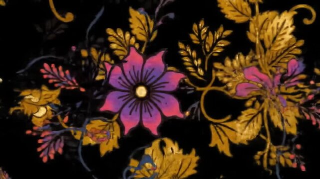Traditional Indonesian batik pattern gracefully loops on a deep black background. A perfect blend of heritage and modern motion design, suitable for cultural, decorative, or artistic visuals.