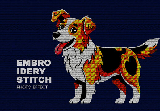 Embroidery Stitch Photo Effect Mockup