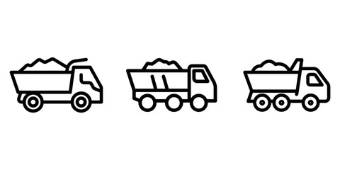 mining-truck outline or line icon design bundle.