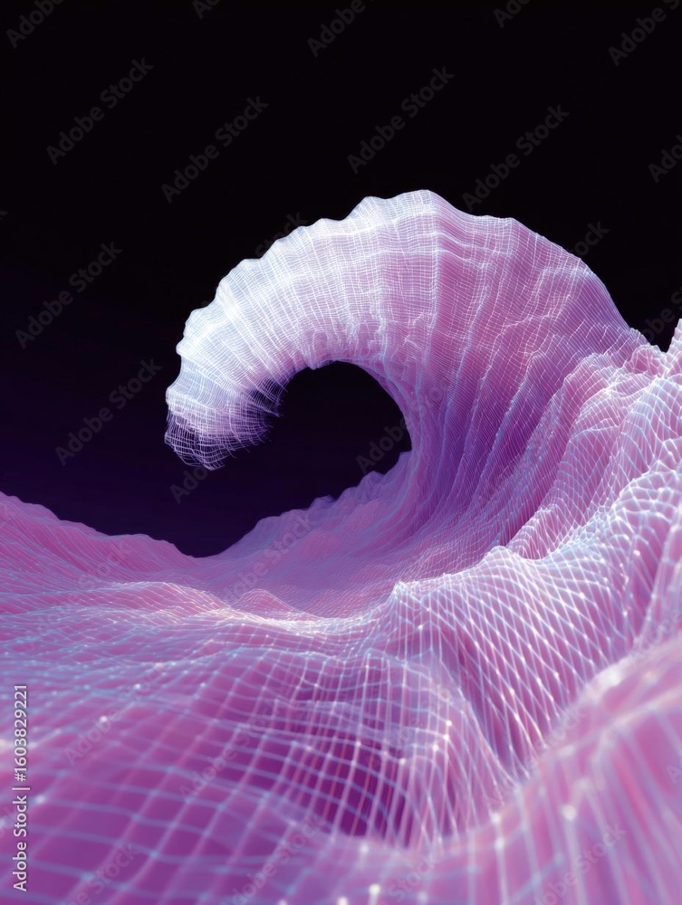 Poster abstract digital art piece that appears to be a wave or a wave-like structure.