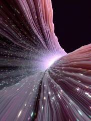 Abstract digital art piece that appears to be a close-up of a starry night sky. the background is black, and the focal point of the image is a bright pink and purple starburst.