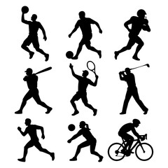 Silhouette sports player vector graphic illustration fitness athlete icon template design poster banner background for workout training action lifestyle and competition artwork
