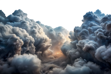 Dramatic Cloudscape with Golden Light on Transparent Background