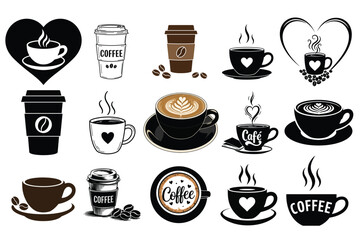 Coffee Cup Icon and Logo Set
