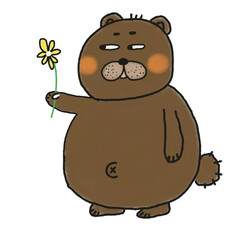 お花を持ったくまさん