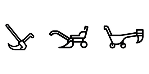 plow outline or line icon design bundle.