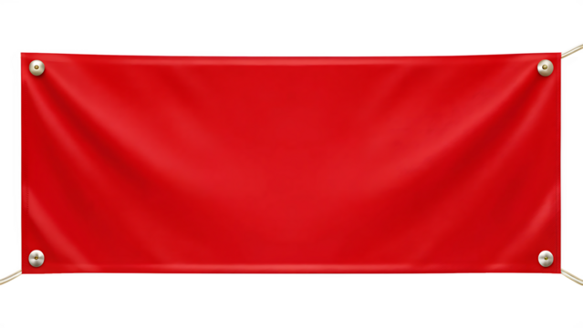red banner with grommets isolated on white background PNG, AI GENERATED