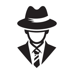 vector logo of a person wearing a hat in black and white