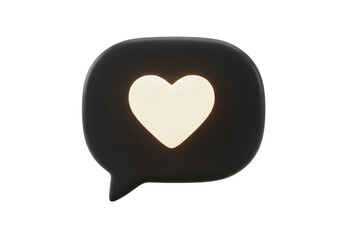 Isolated Black Speech Bubble with Heart Symbol