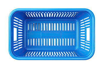 Empty bright blue plastic basket
