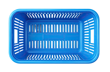 Empty bright blue plastic basket