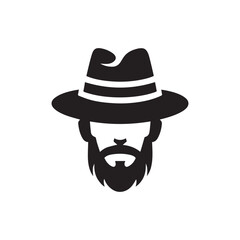 vector logo of a person wearing a hat in black and white