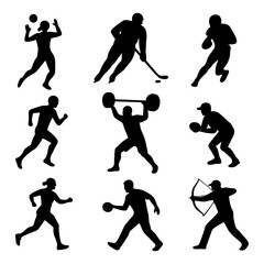 Silhouette sports player vector design illustration fitness athlete icon template poster banner background graphic artwork for workout training action and lifestyle competition