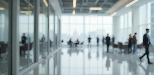 Blurred empty open space white office