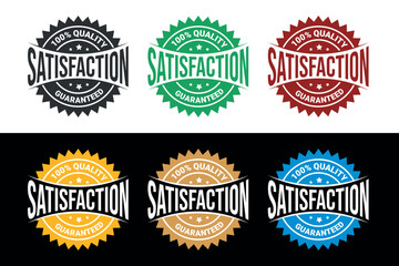 100% satisfaction guaranteed seal or label flat icon design