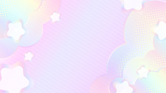 パステルカラーの星と雲の可愛いフレーム背景