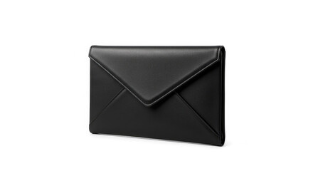 Elegant Black Leather Envelope Clutch.