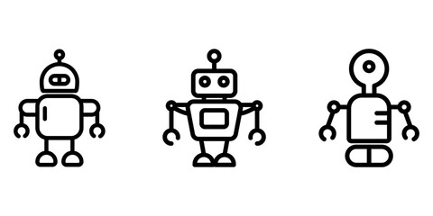 robot outline or line icon design bundle.